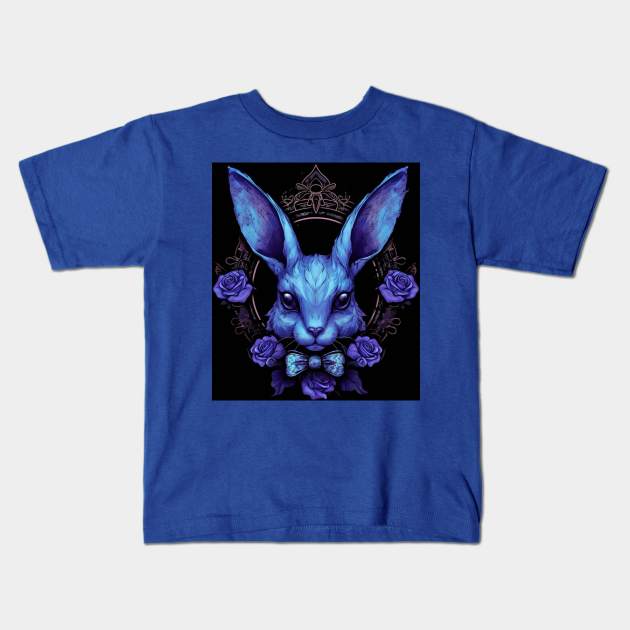 Gothic Blue Bunny Kids T-Shirt by Enchanted Reverie